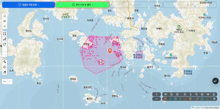지도 편집기 — 위 단계 띠에서 지금 할 차례가 형광 녹색으로 점멸한다